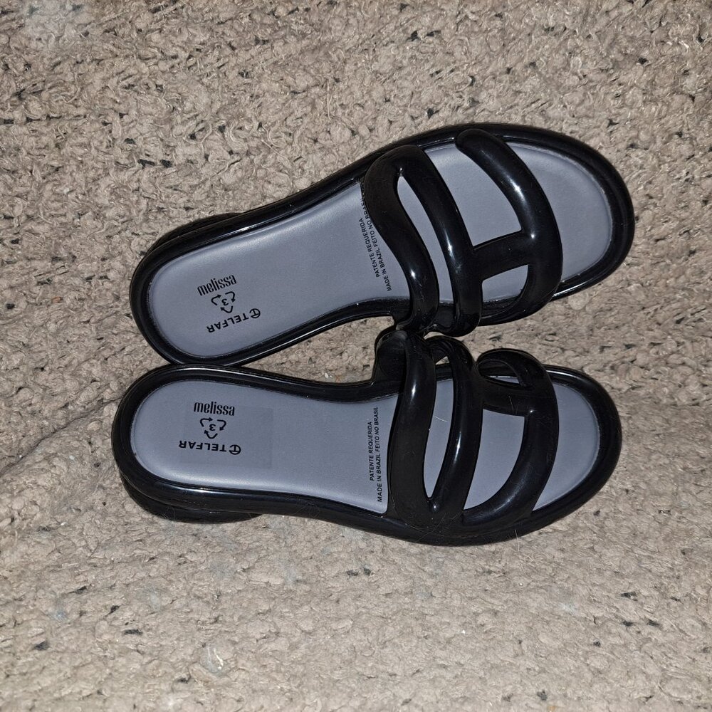 MELISSA x TELFAR Jelly Slide-Black-Size 39/8 US-Near Mint - Picture 8 of 10
